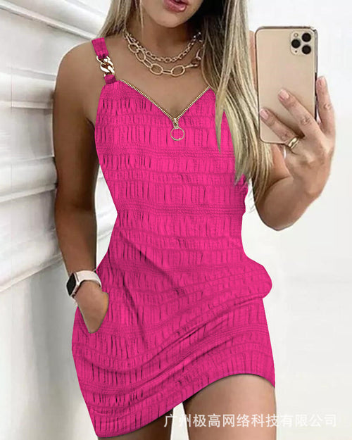 2023 ODS3705 Color Block Mini Dress for Women